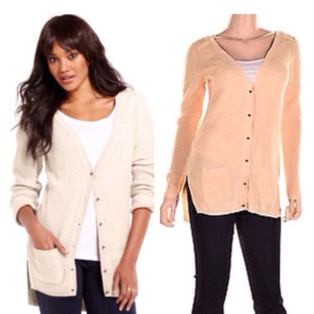 Maison Jules Light Pink Cream Knit Grandpacore Long Cardigan Women’s Size Medium